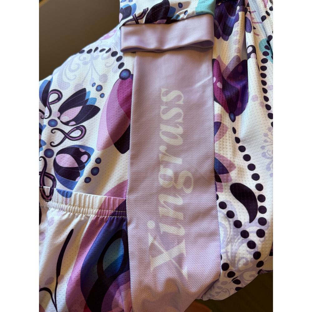 Xingrass Women’s M Cycling Jersey Purple Floral Butterfly Full Zip - Picture 10 of 11